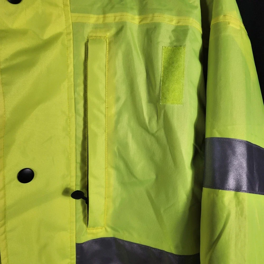 High Visibility Reflective Work Safety Jacket Reversible Men Rain Gear Hooded